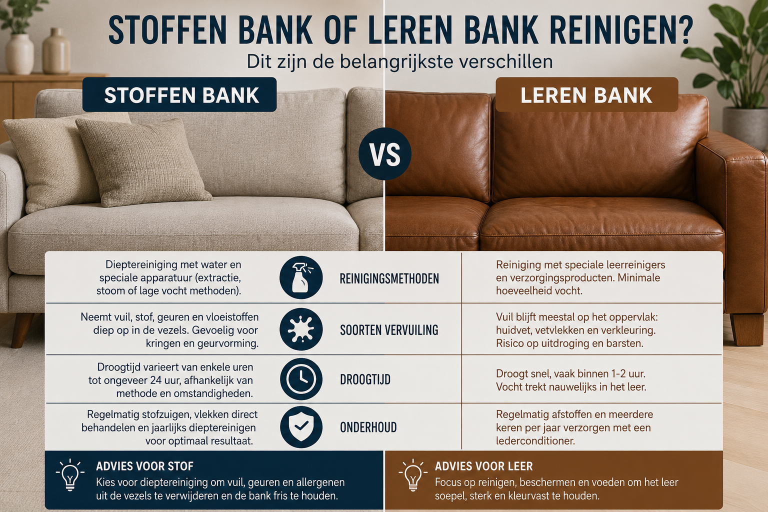 stoffen of leren bank reinigen